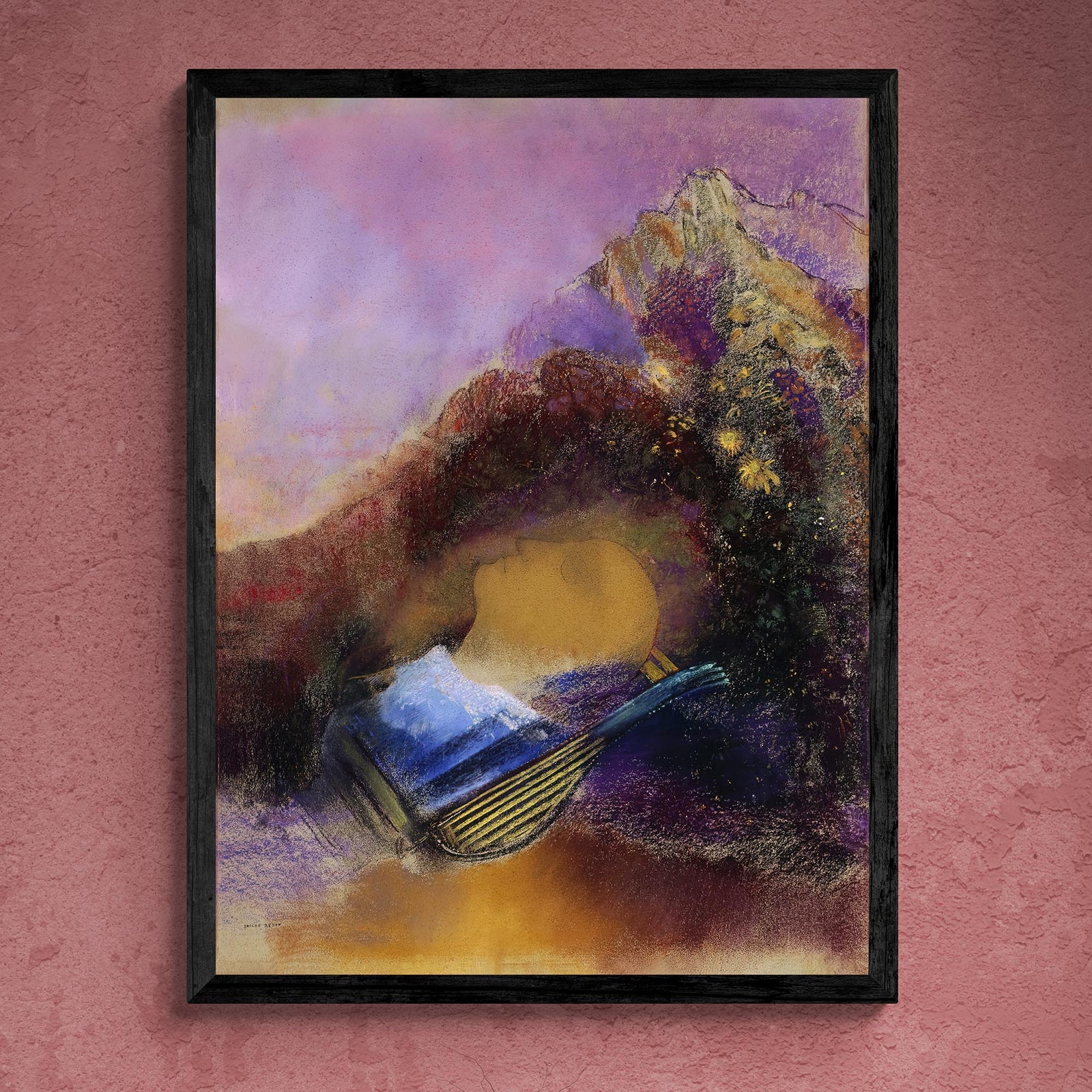 Framed Purple Orpheus | Greek Mythology Literary Tragedy | Odilon Redon Symbolist Surrealist Power of Music Framed Art Print