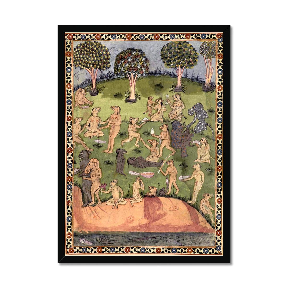 Framed Sufi Cosmology: Wonders and Oddities of Existence, Ancient Persian Codex | Arabic Illuminated Text Framed Art Print