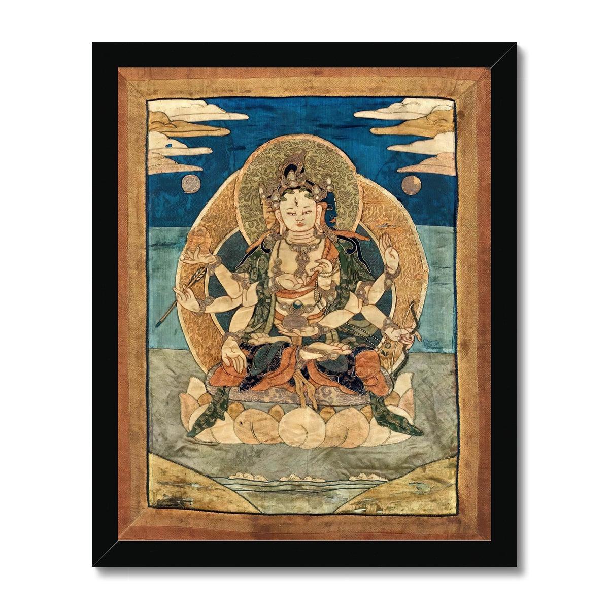 Framed Tibetan Sacred Feminist Dakini, Yogini | Thangka of Longevity and Healing | Buddhist Deity Framed Art Print