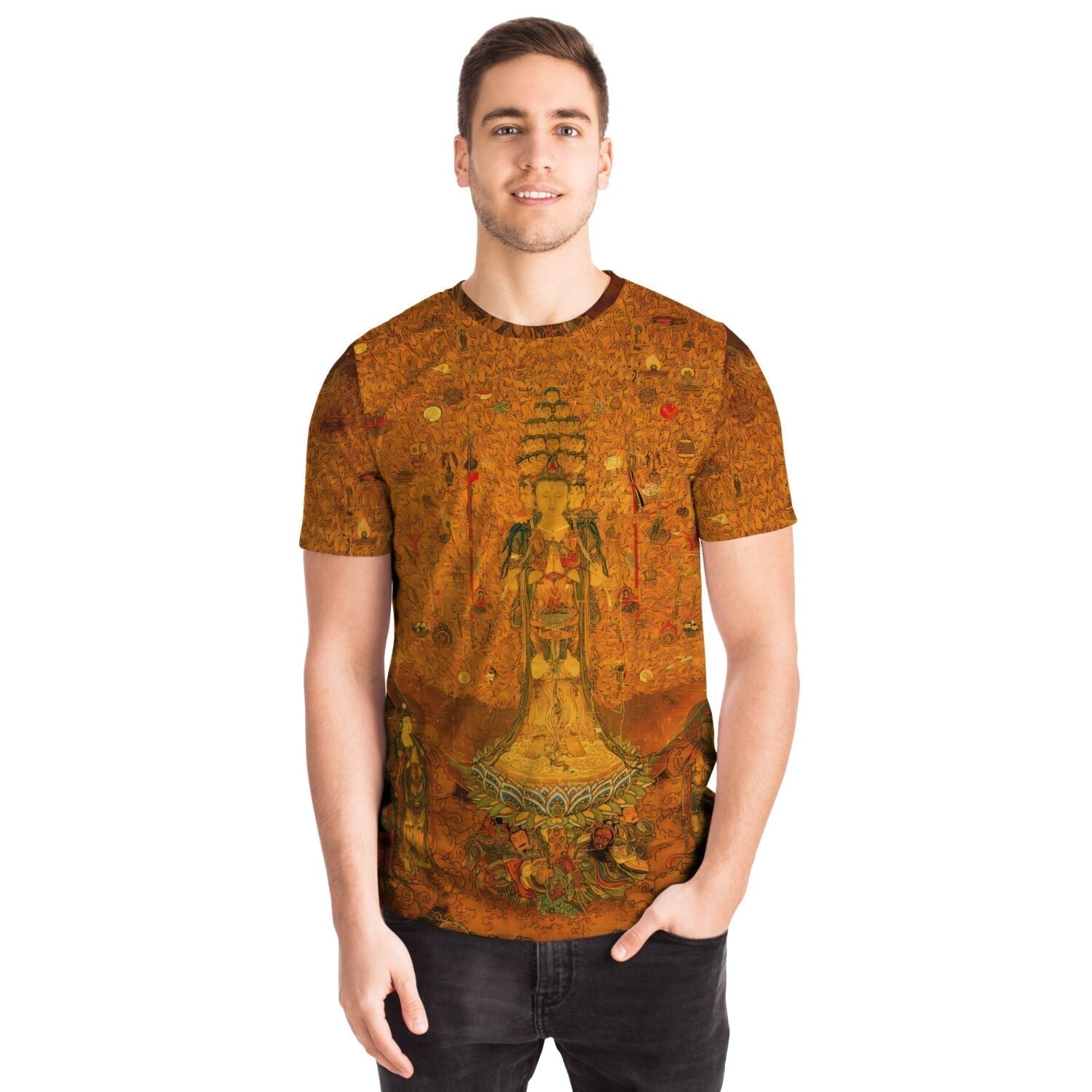 Guan Yin of a Thousand Arms and Eyes | Avalokiteshvara, Kannon | Buddhist Deity Graphic Art T-Shirt - Sacred Surreal