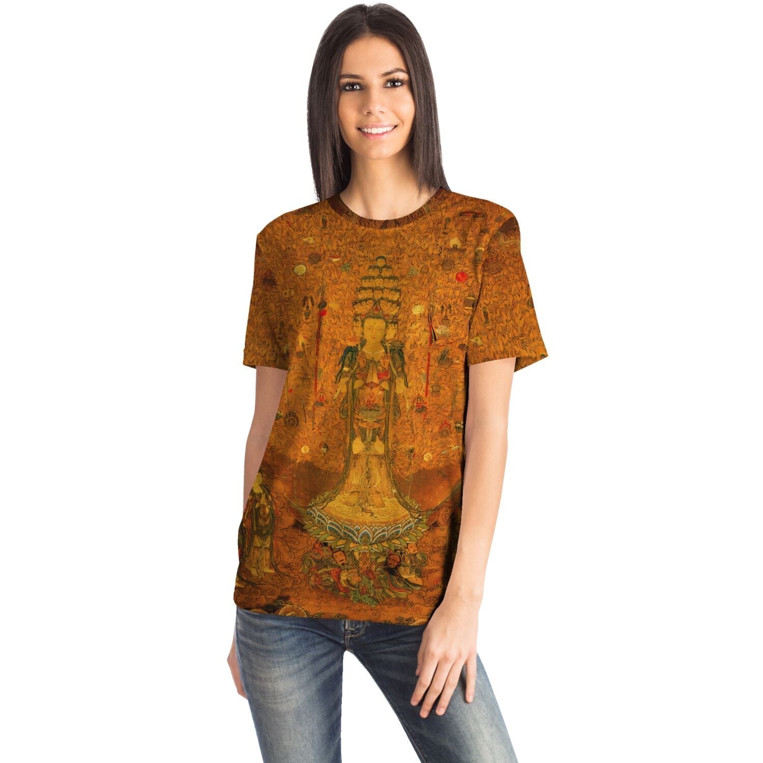 Guan Yin of a Thousand Arms and Eyes | Avalokiteshvara, Kannon | Buddhist Deity Graphic Art T-Shirt - Sacred Surreal