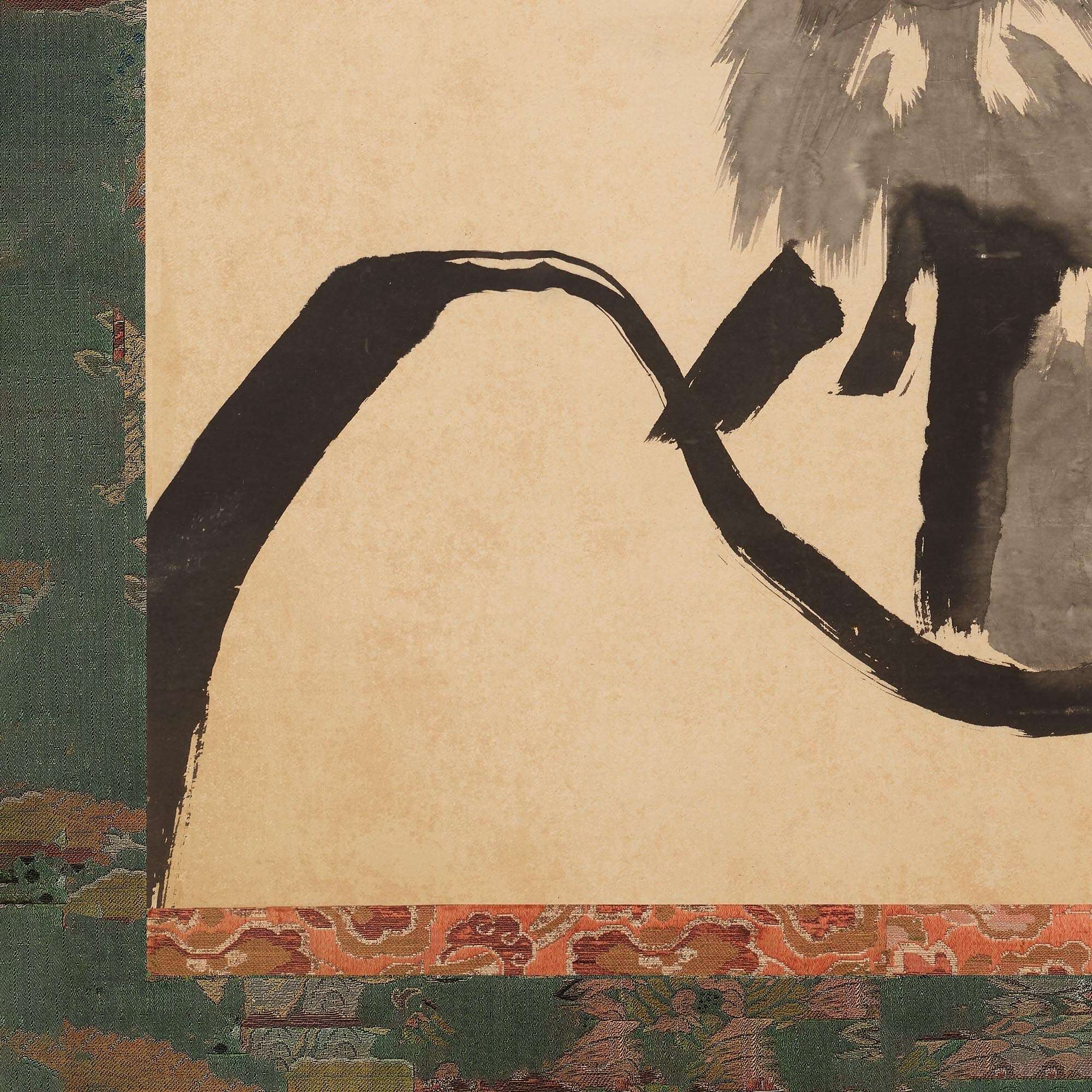 Hakuin's Bodhidharma Brush Painting | Zen Buddhist Master Daruma | Japanese Calligraphy Thangka Style Vintage Fine Art Print with Hanger - Sacred Surreal