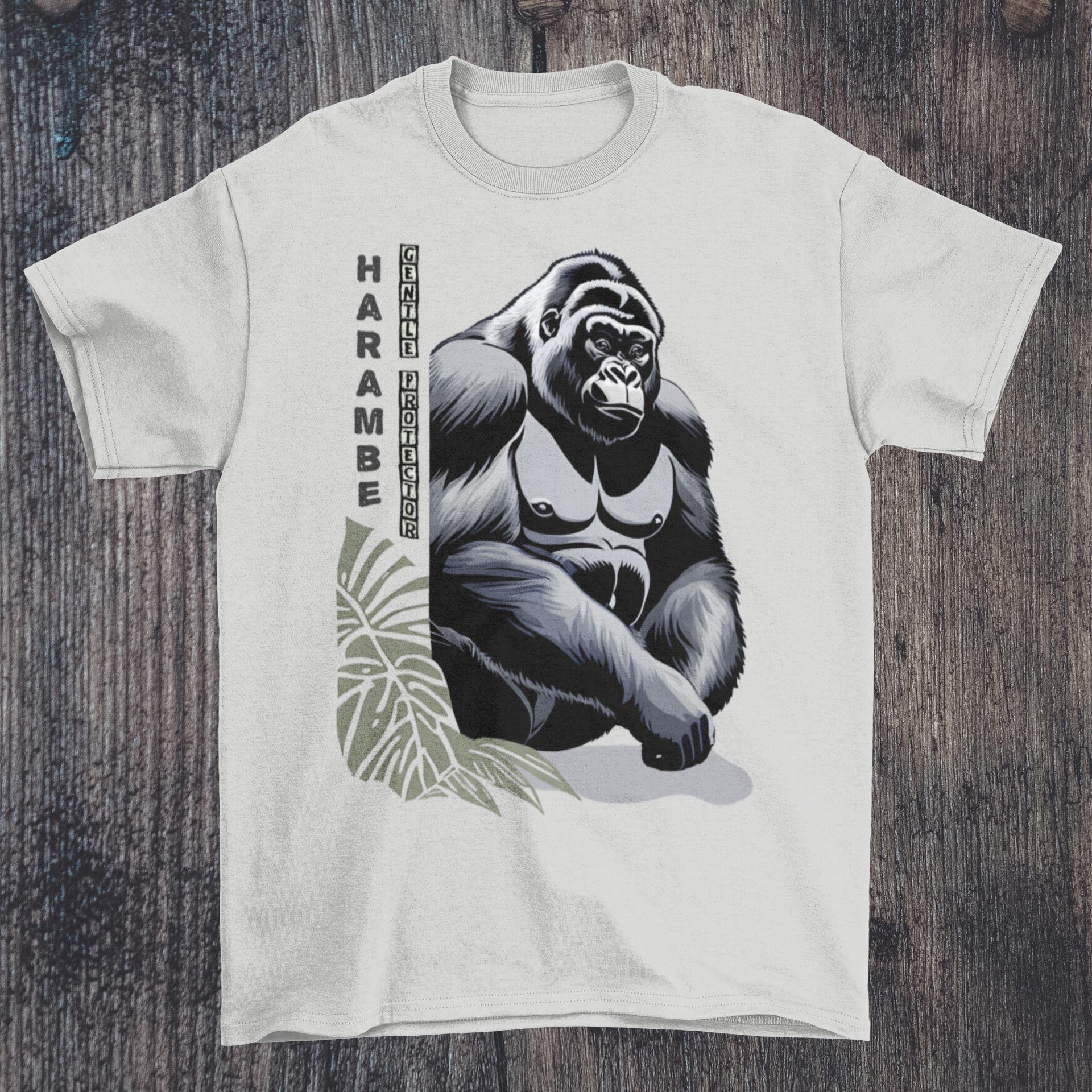 Harambe, Gentle Protector | Majestic Ape, Compassionate Gorilla, Chimp | Wildlife, Jungle, Nature, Biodiversity Graphic Art T-Shirt - Sacred Surreal