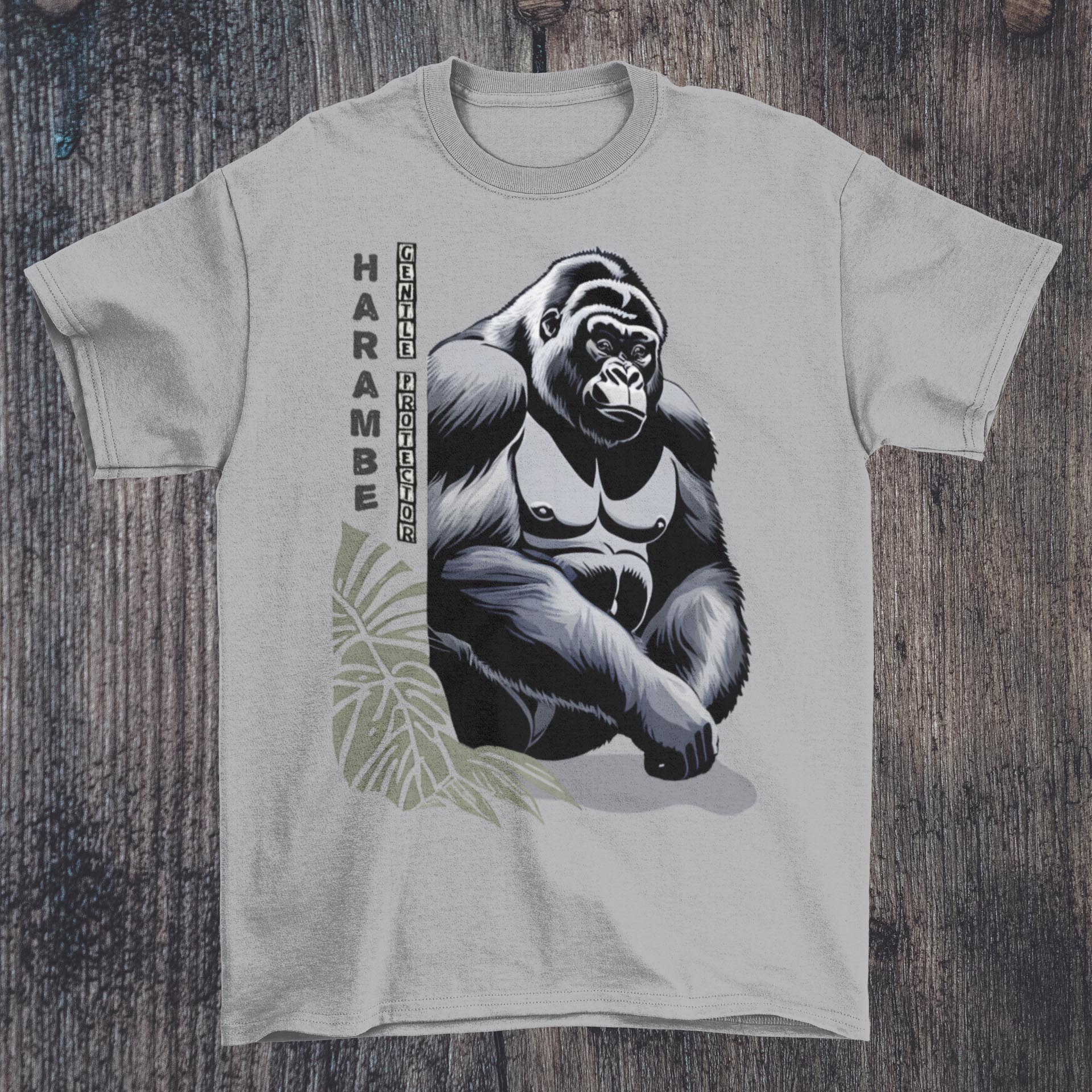 Harambe, Gentle Protector | Majestic Ape, Compassionate Gorilla, Chimp | Wildlife, Jungle, Nature, Biodiversity Graphic Art T-Shirt - Sacred Surreal