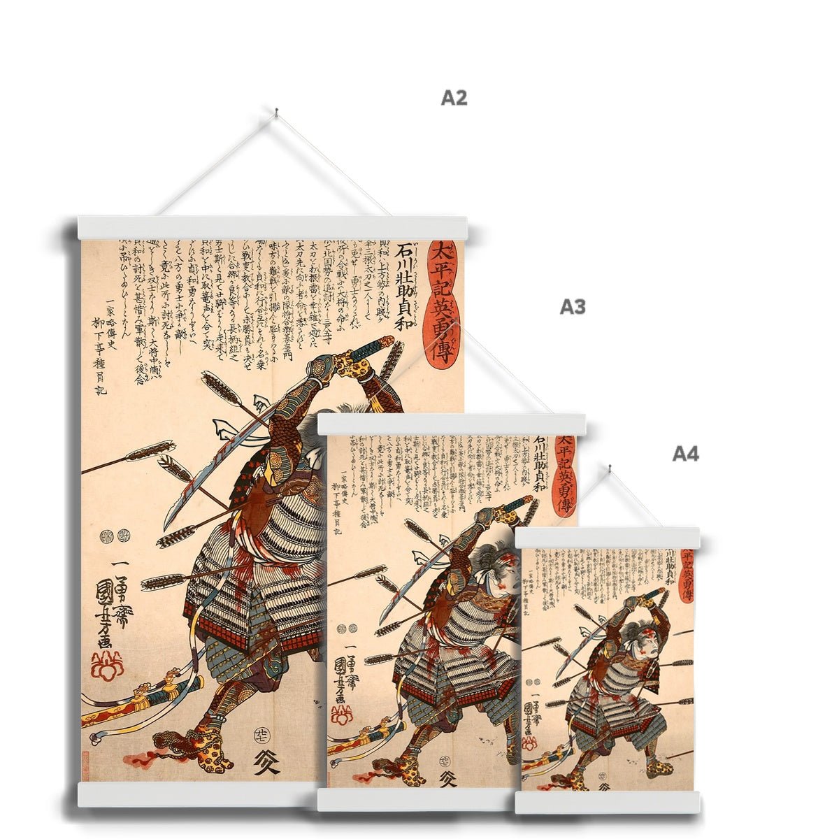 Heroes of the Great Peace, Samurai Sadatomo, Kuniyoshi Japanese Fine Art Print w Hanger