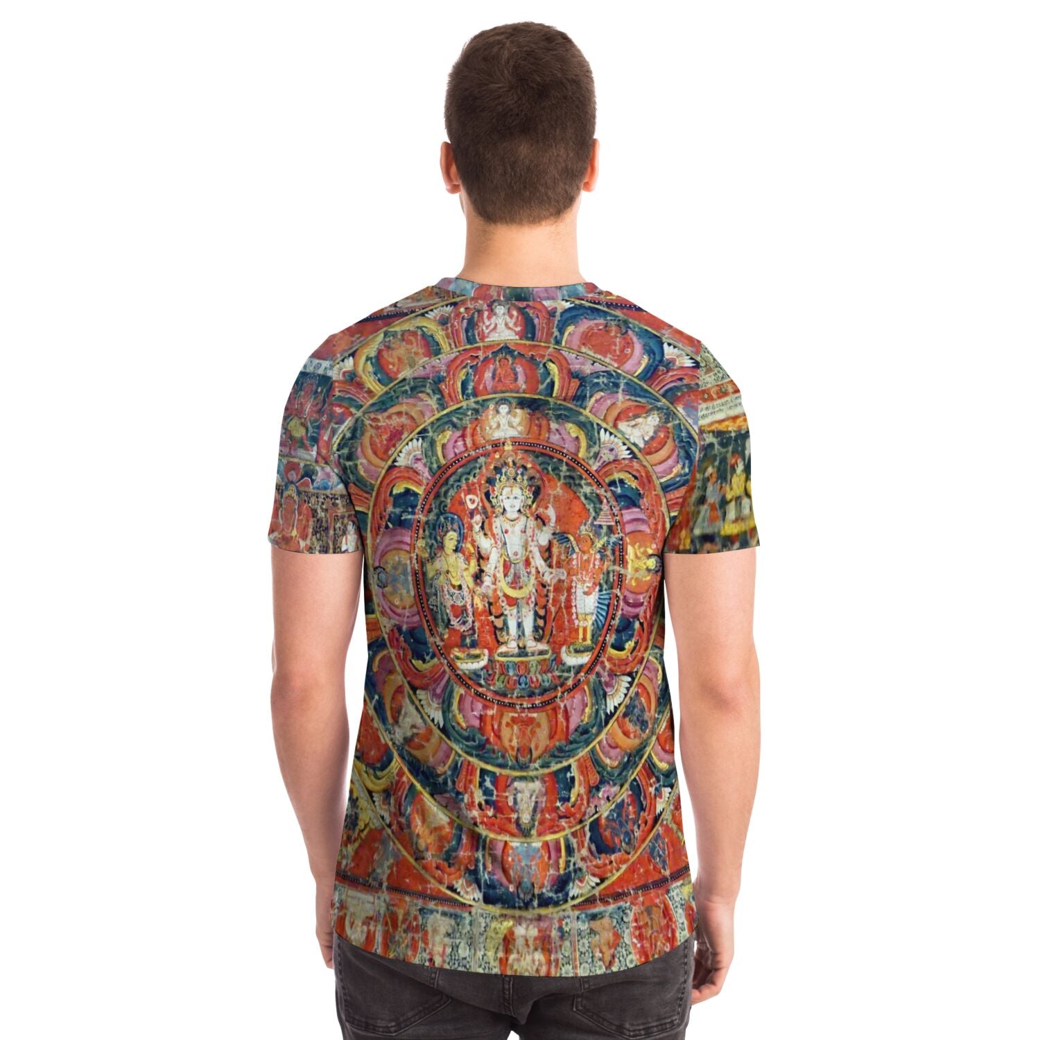 Indra and Garuda Nepali Buddhist Mandala Thangka | Buddhist and Hindu Deity | Nature & Wisdom Mythology Graphic Art T-Shirt - Sacred Surreal