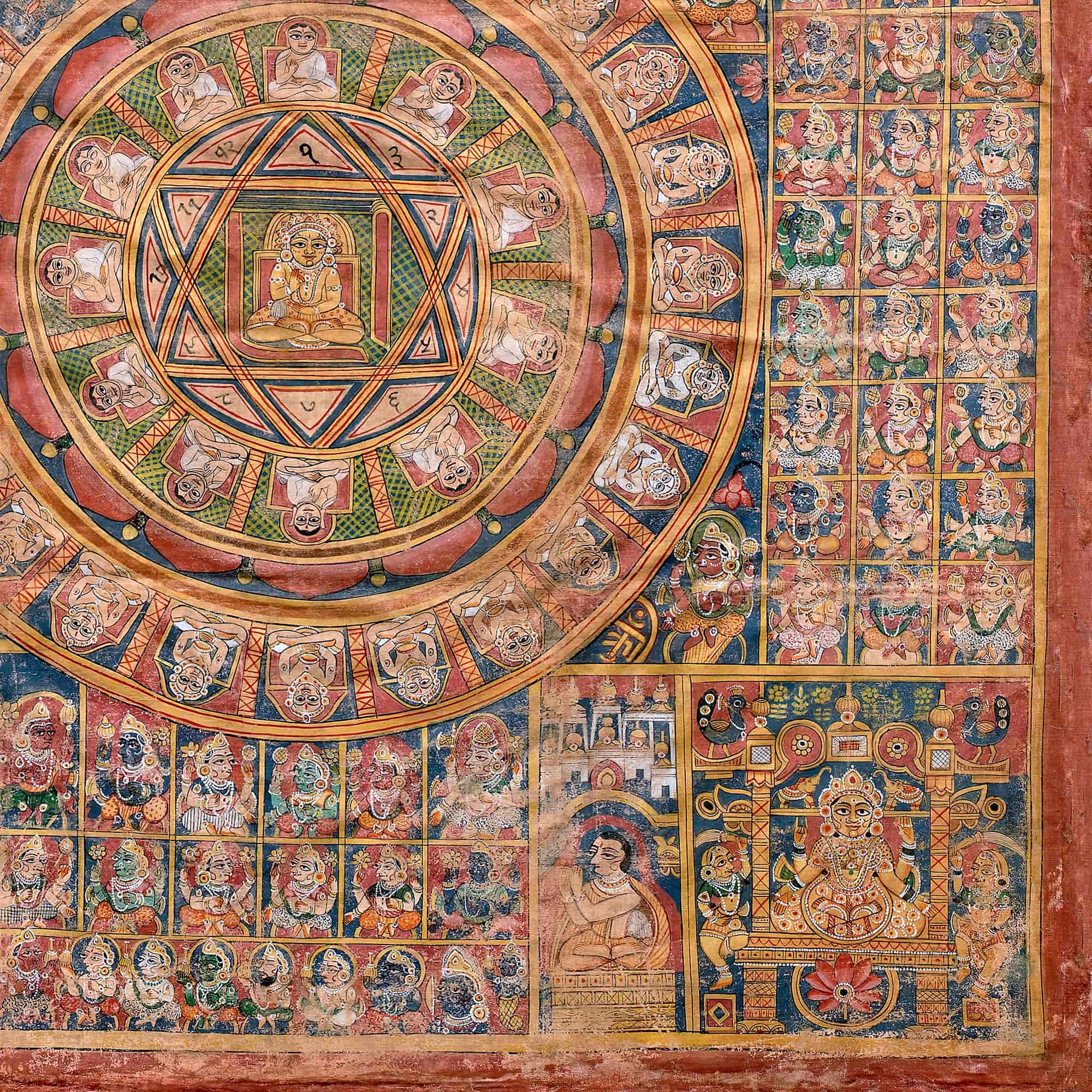 Jain Tantric Diagram | Indian Mandala, Yantra | Hippie Sacred Geometry, Yoga Spiritual Art, Numerology Framed Art Print - Sacred Surreal