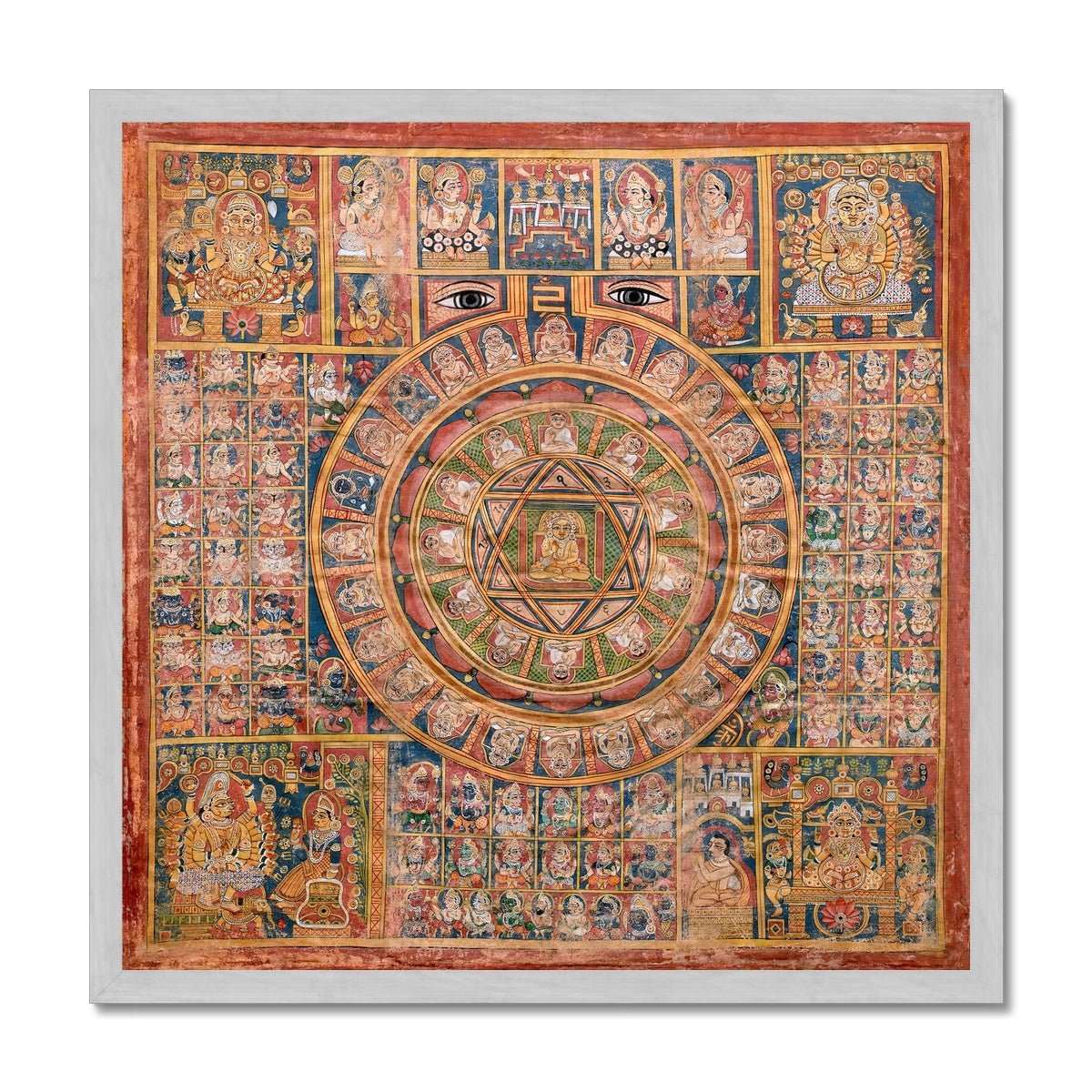 Jain Tantric Diagram | Indian Mandala, Yantra | Hippie Sacred Geometry, Yoga Spiritual Art, Numerology Framed Art Print - Sacred Surreal