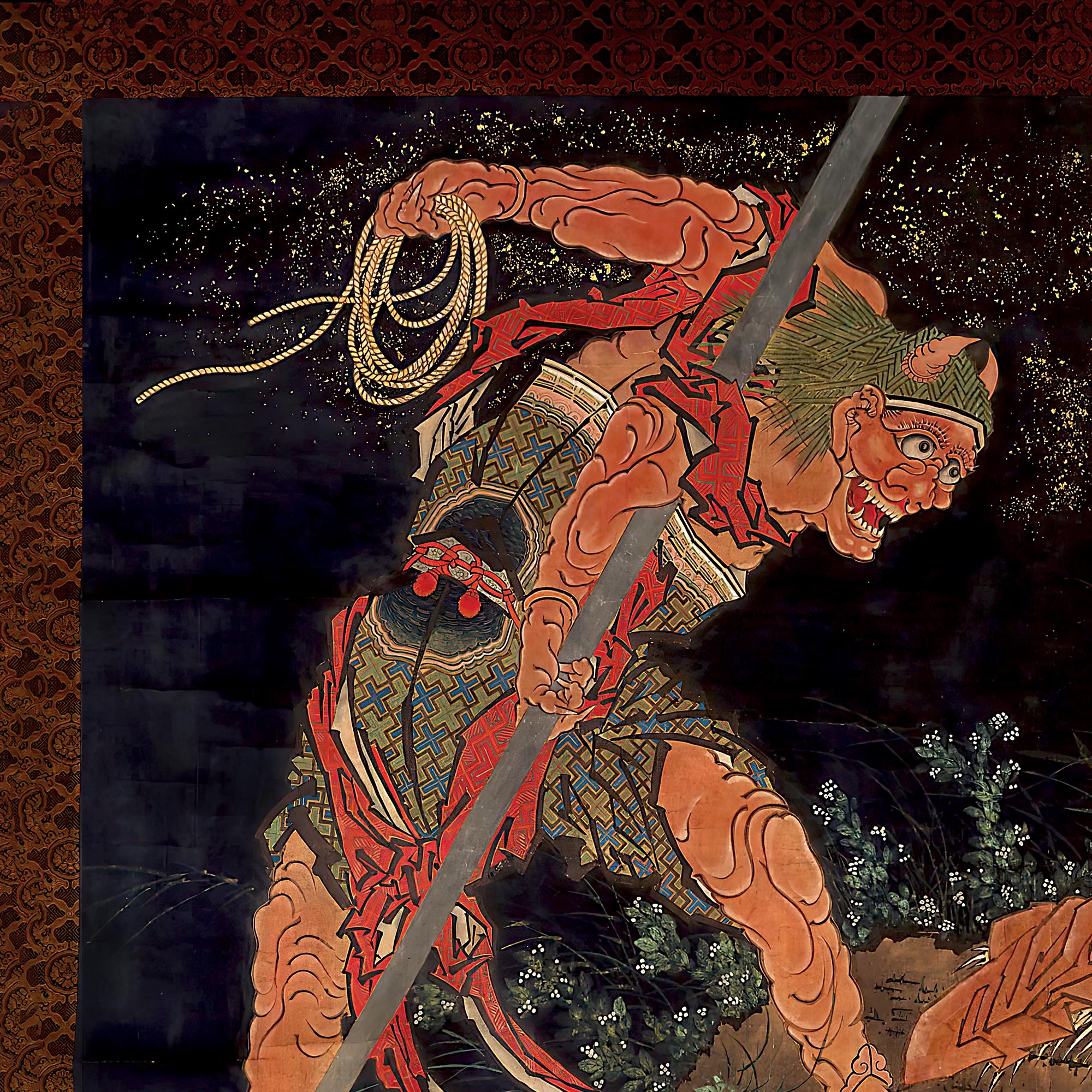 Kobo Daishi Practicing the Tantra with the Assistance of a Demon and a Wolf | Katsushika Hokusai Ukiyo-e Framed Art Print - Sacred Surreal