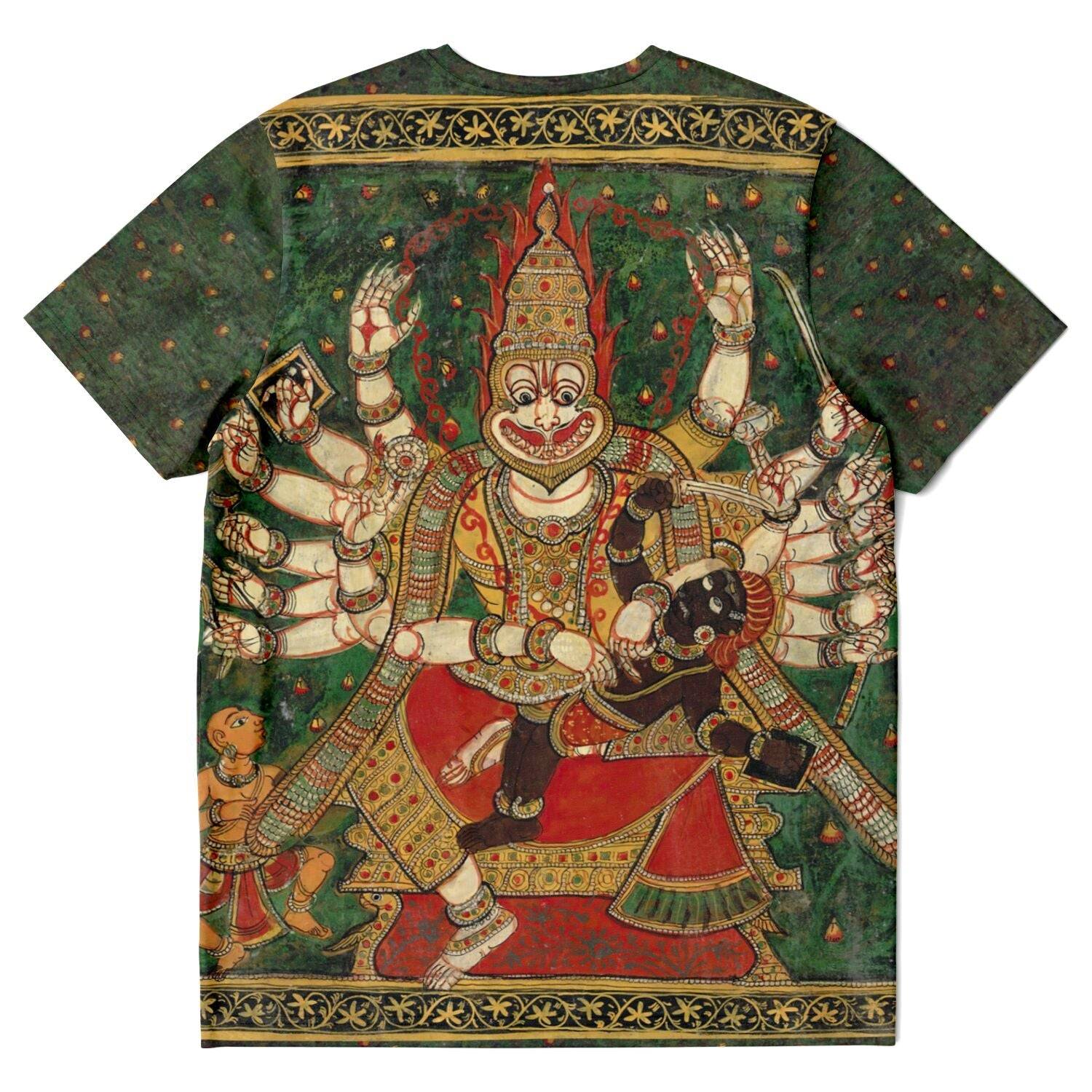 Lord Nrsimhadeva Narasimha Half-Lion Half Man Deity, Vishnu Incarnation Fights Demon King Hiranyakashipu | Hindu Mythology All-Over-Print Tshirt