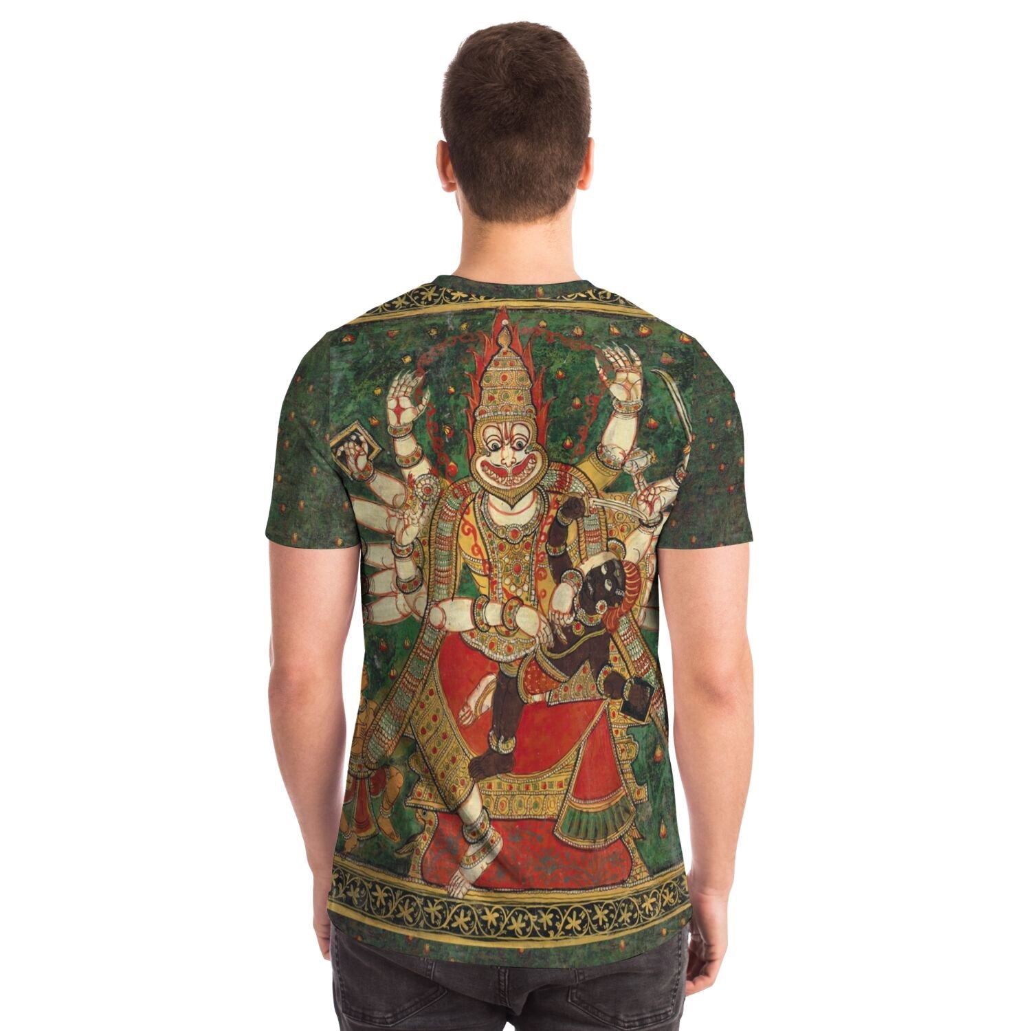 Lord Nrsimhadeva Narasimha Half-Lion Half Man Deity, Vishnu Incarnation Fights Demon King Hiranyakashipu | Hindu Mythology All-Over-Print Tshirt