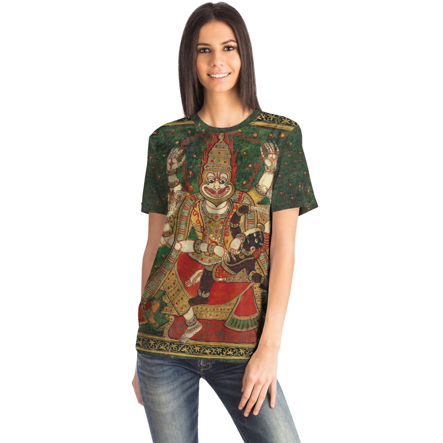 Lord Nrsimhadeva Narasimha Half-Lion Half Man Deity, Vishnu Incarnation Fights Demon King Hiranyakashipu | Hindu Mythology All-Over-Print Tshirt