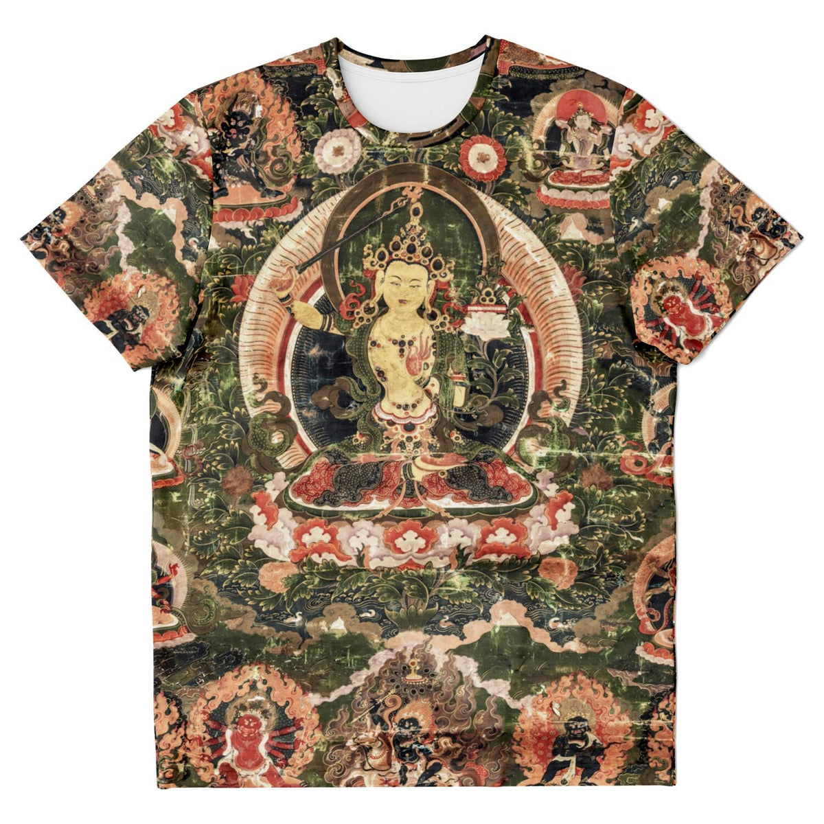 Manjusri Bodhisattva Zen Patriarch | Tibetan Buddhist Mythology | Buddha Meditation and Mindfulness Vintage Graphic Art T-Shirt