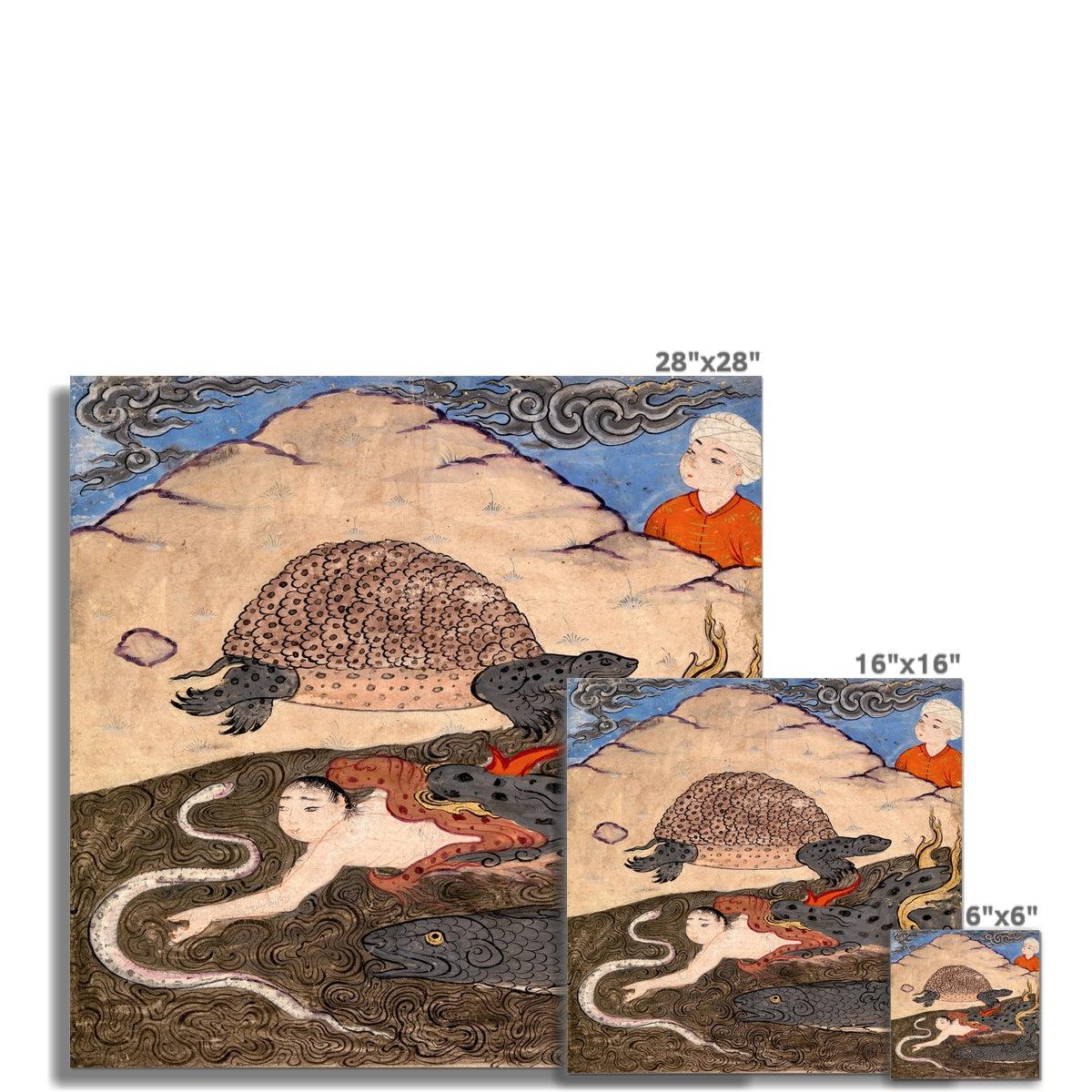 Medieval Wonders of Creation | Fantasy Islamic Persian Mythology: Tortoise, Dragon, Snake, Serpent Fine Art Print