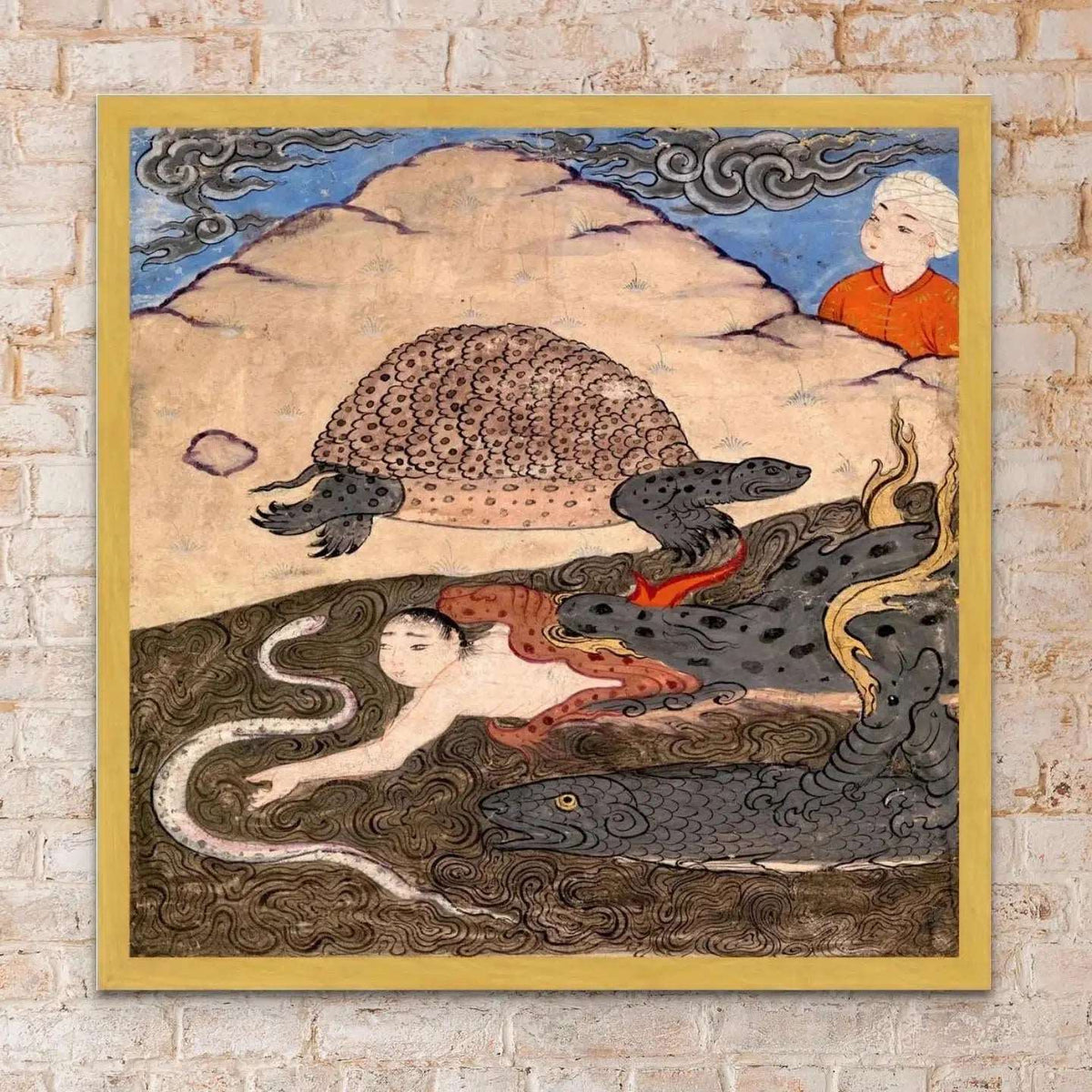 Medieval Wonders of Creation | Fantasy Islamic Persian Mythology: Tortoise, Dragon, Snake, Serpent Fine Art Print