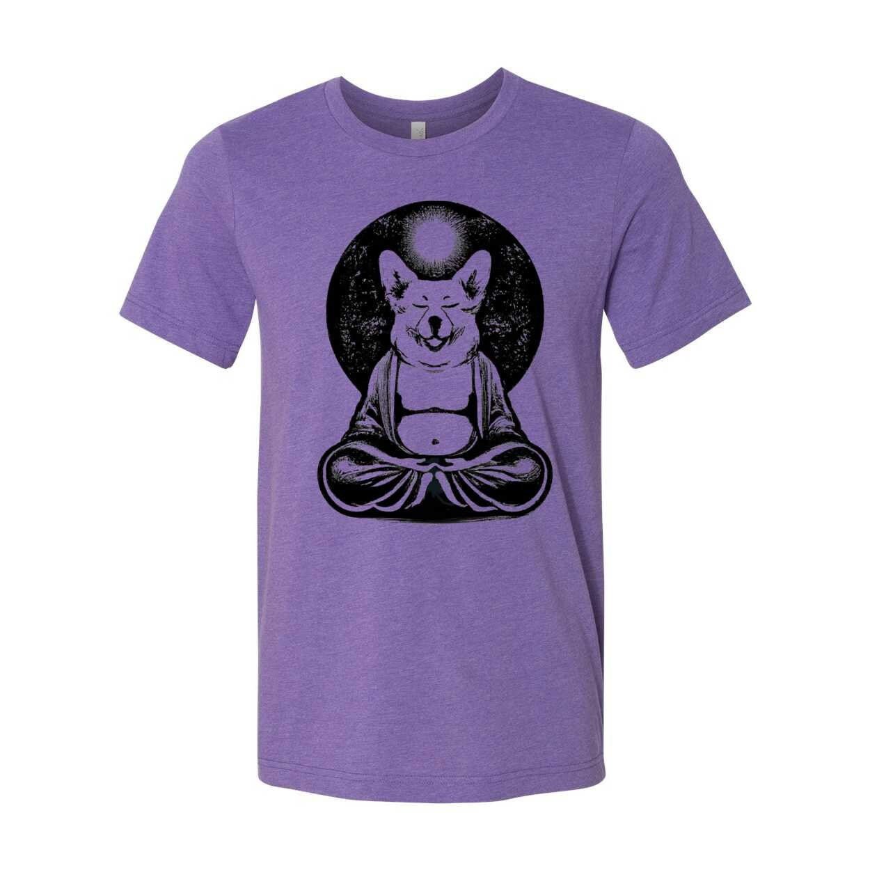 Meditating Zen Corgi at Peace with the Universe | Cute Kawaii Dog-Lover Yoga Pet Gift | Unisex Cotton T-Shirt - Sacred Surreal