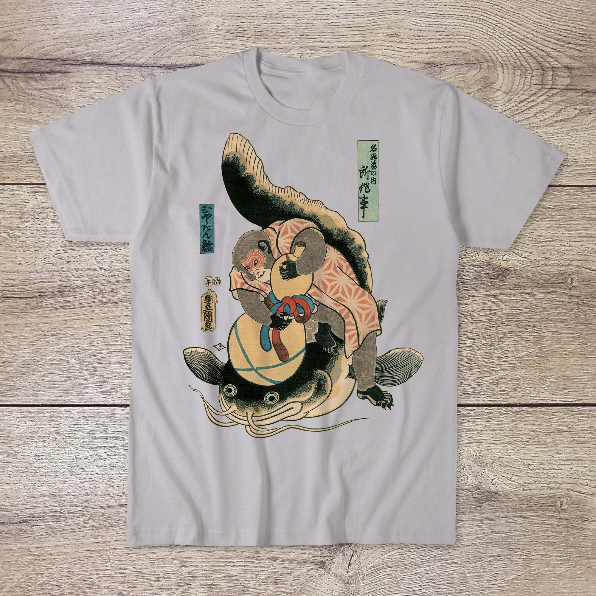 Namazu T-Shirt: Catching a Catfish with a Gourd | Japanese Earthquake Whale | Ukiyo-e Edo Period T-Shirt