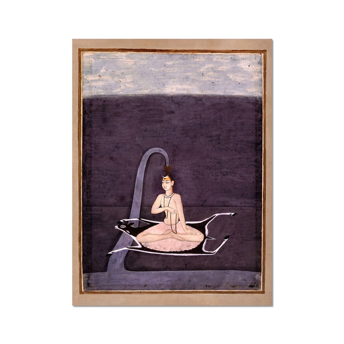 Shiva Seated on Deer Skin | Violet Hindu Yoga Deity | Om Nama Shivaya Purple Meditation Devotion Fine Art Print