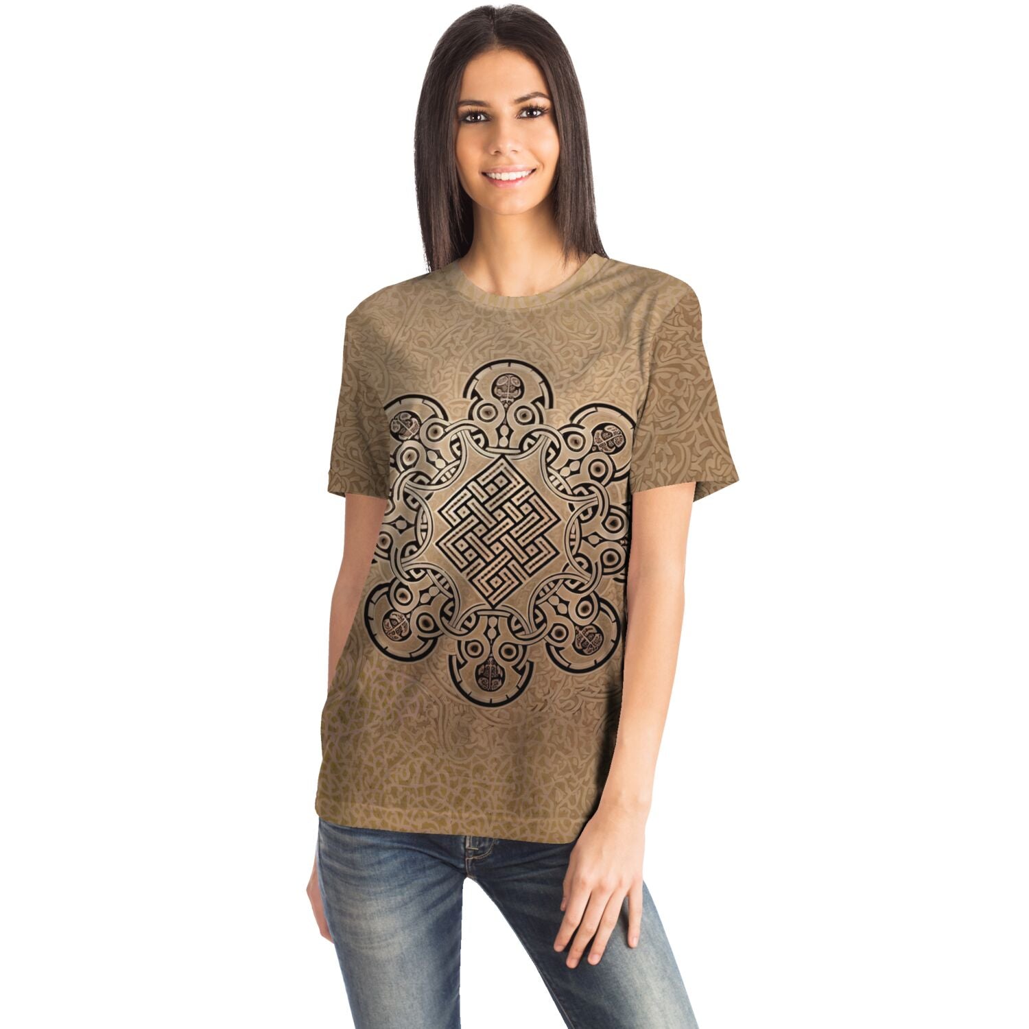 Skull Sacred Geometry, Metatron's Cube | Zen Interbeing, Buddhist Eternal Knot Graphic Art T-Shirt