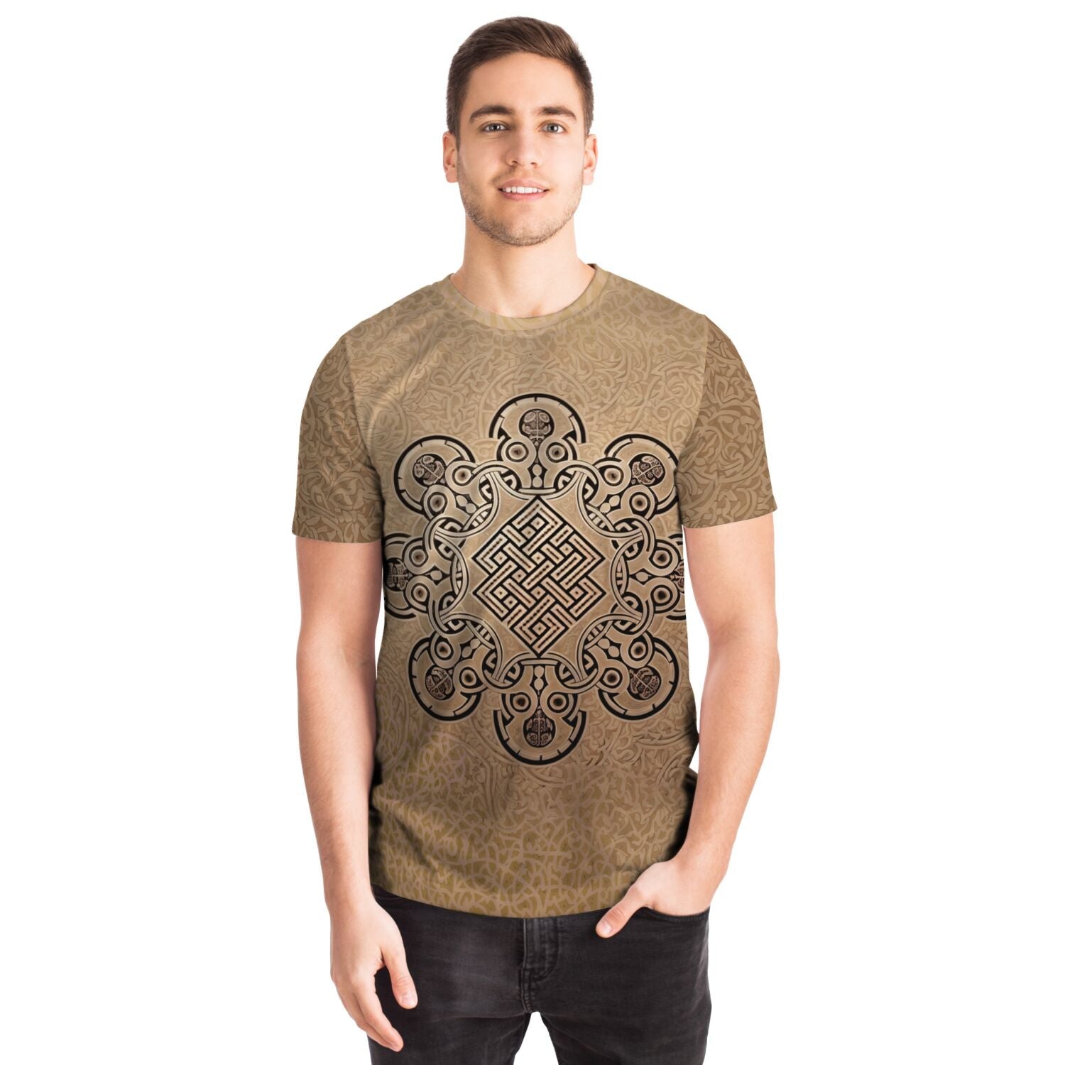 Skull Sacred Geometry, Metatron's Cube | Zen Interbeing, Buddhist Eternal Knot Graphic Art T-Shirt