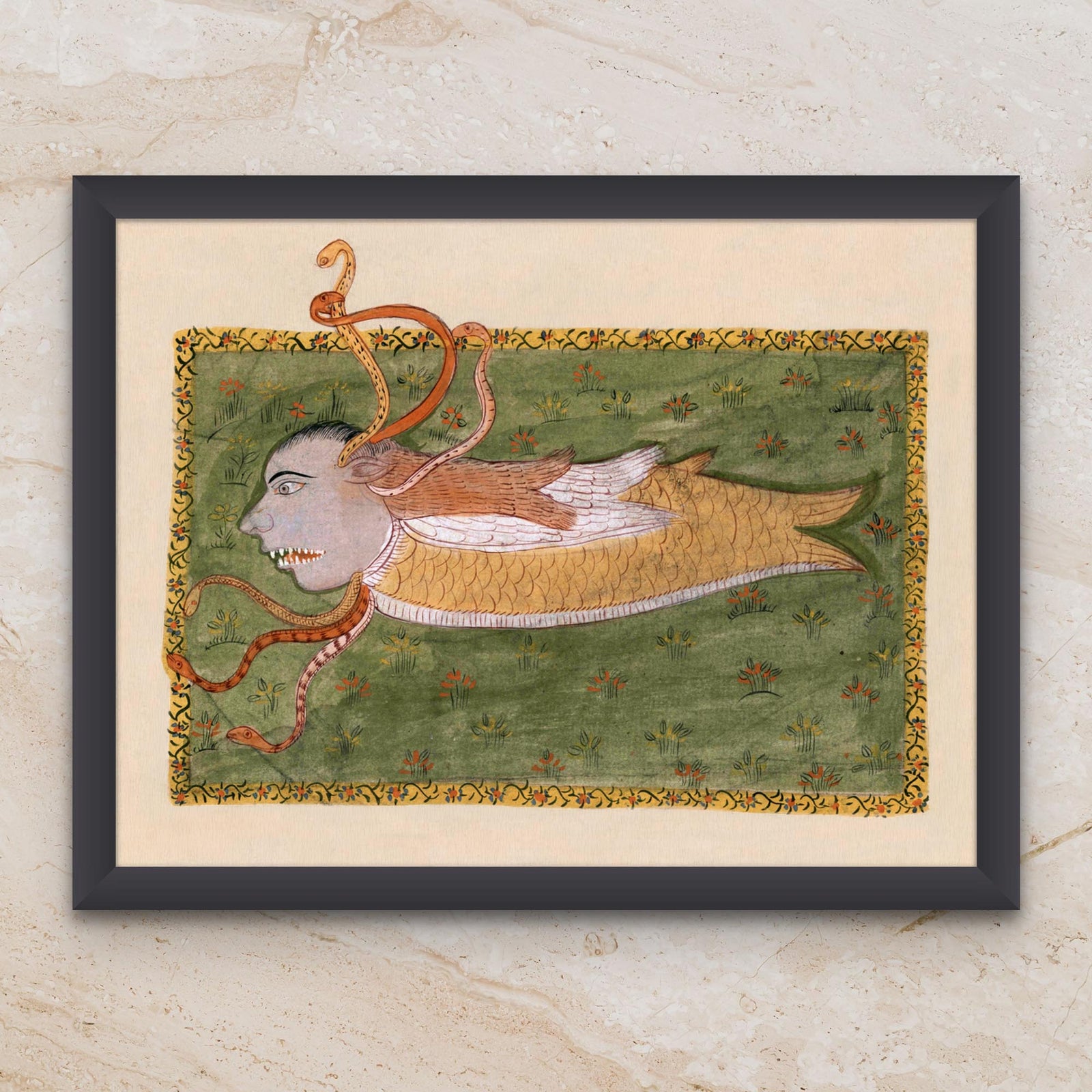 The Book of Wonders (Fish Djinn) Persian Mythology Muslim Sufi Islamic Art | Surreal, Fantasy Folklore Fine Art Print