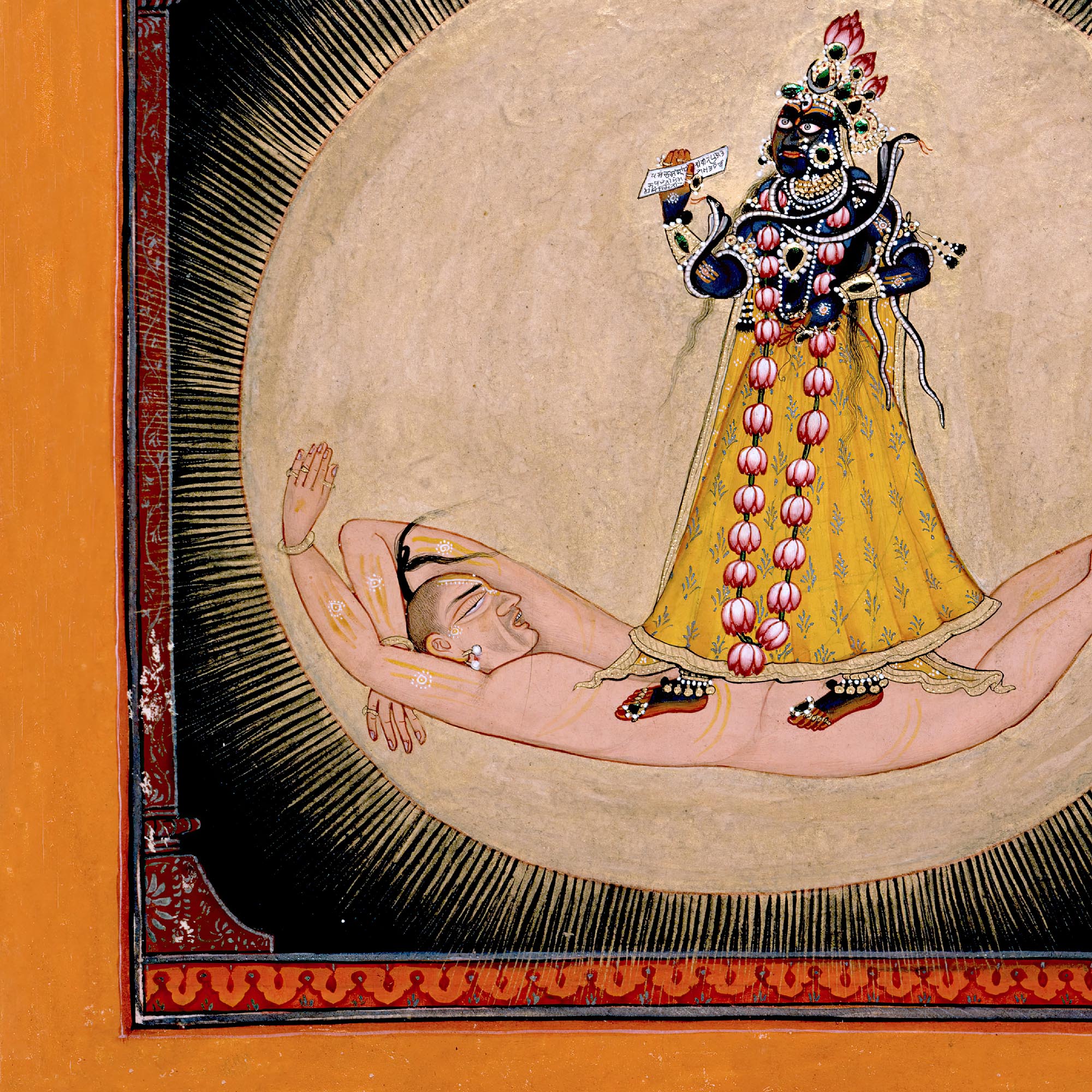 The Goddess Bhadrakali Emerging from a Sunlike Sphere | Vintage Hindu Mythology Fine Art Print