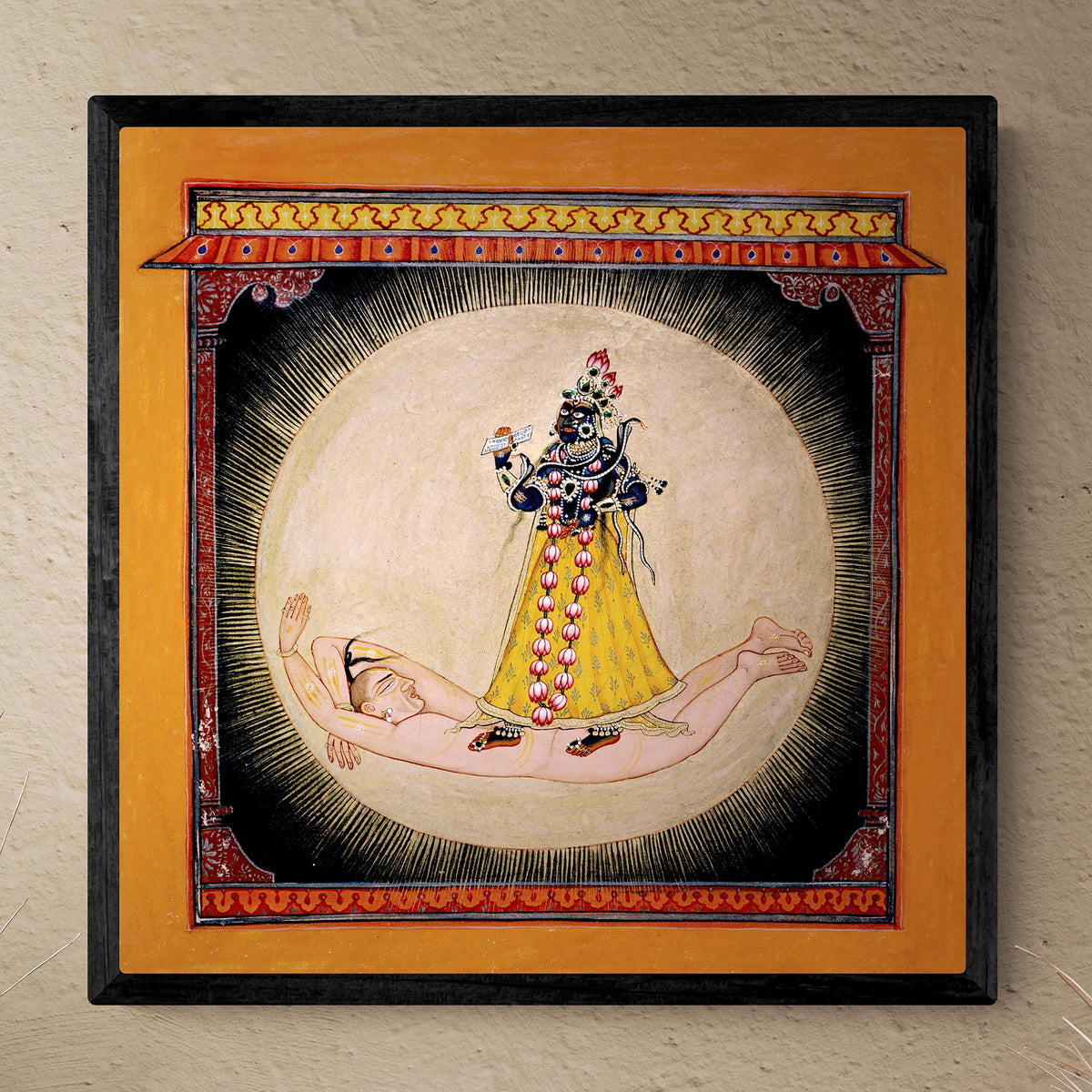 The Goddess Bhadrakali Emerging from a Sunlike Sphere | Vintage Hindu Mythology Fine Art Print