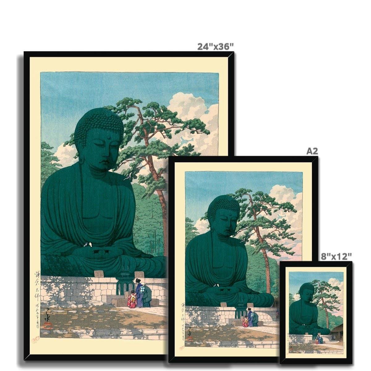 The Great Buddha of Kamakura (Kawase Hasui) Japanese Edo Woodblock Ukiyo-E Framed Art Print