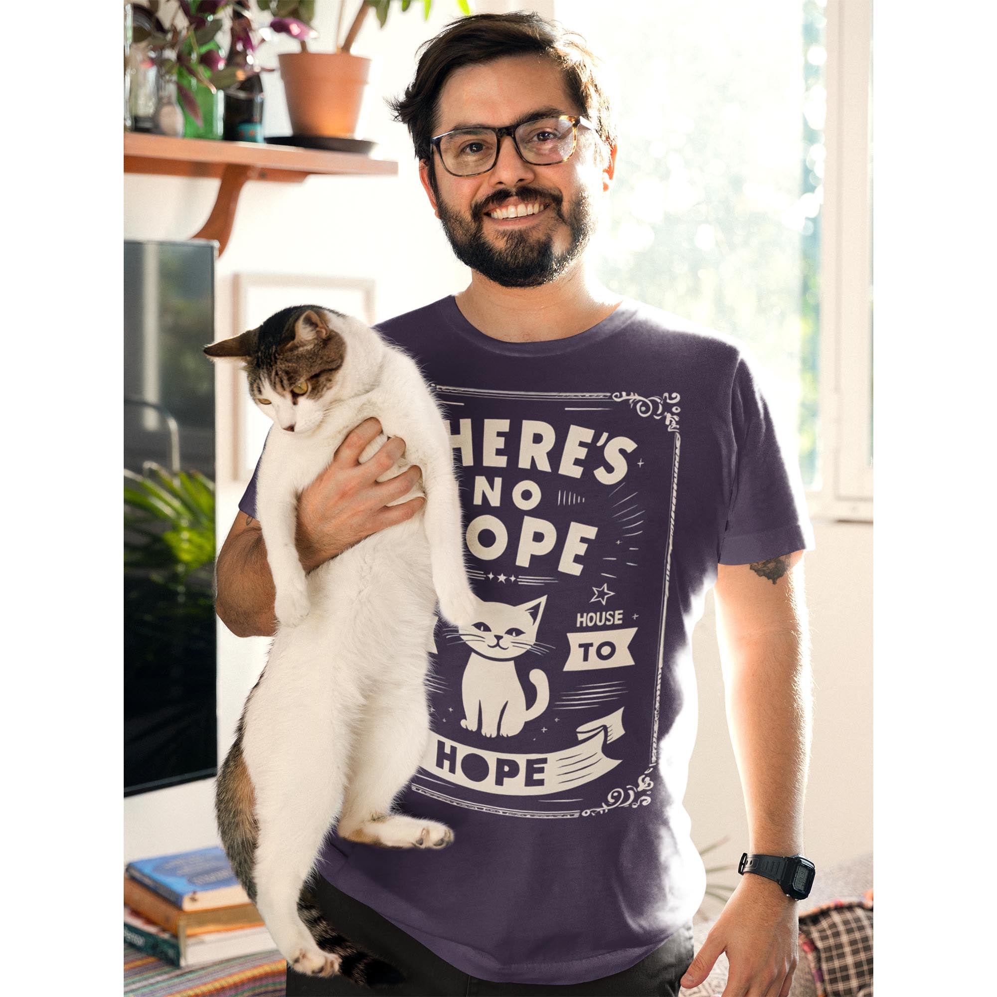 There's No Hope In The House | Dark Humor, Sarcastic Morbid Cute Tee | Existential Nihilist Graphic Art T-Shirt