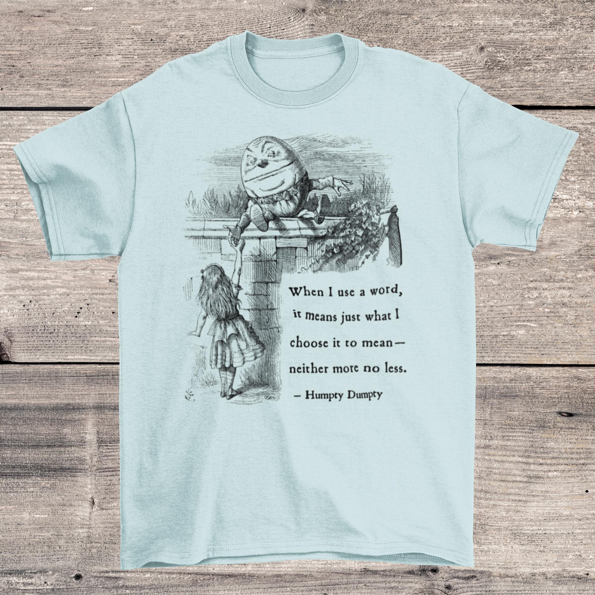 Through The Looking Glass | Humpty Dumpty Tenniel Illustration | Alice In Wonderland | Lewis Carroll Vintage Literary Art T-Shirt