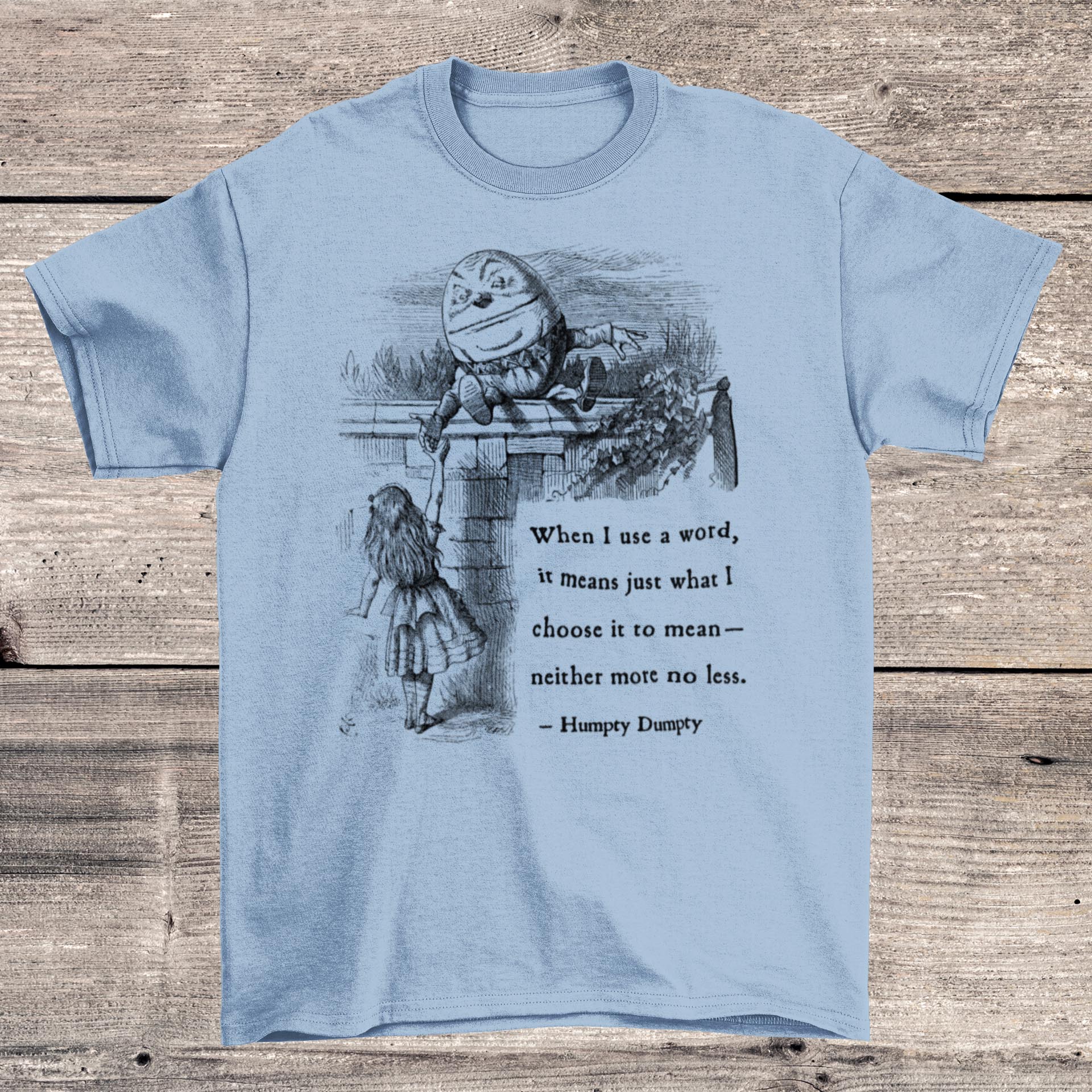 Through The Looking Glass | Humpty Dumpty Tenniel Illustration | Alice In Wonderland | Lewis Carroll Vintage Literary Art T-Shirt