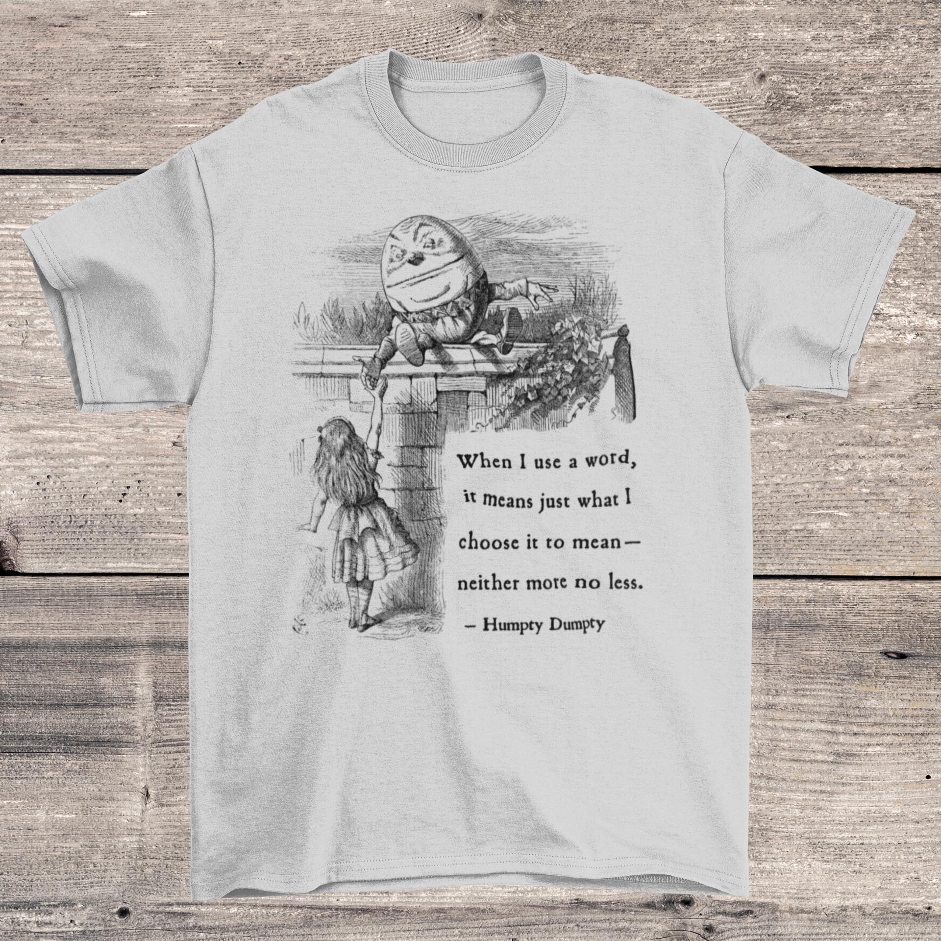 Through The Looking Glass | Humpty Dumpty Tenniel Illustration | Alice In Wonderland | Lewis Carroll Vintage Literary Art T-Shirt