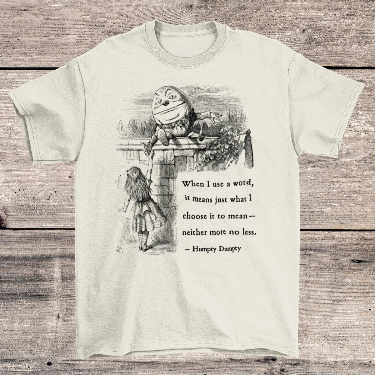 Through The Looking Glass | Humpty Dumpty Tenniel Illustration | Alice In Wonderland | Lewis Carroll Vintage Literary Art T-Shirt