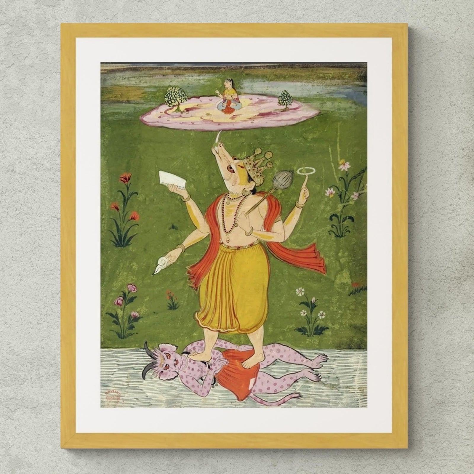 Vishnu As Vaharta: Boar Incarnation of Vishnu | Protector of the Universe | Hindu Indian Deity, Bhakti Devotional Framed Art Print