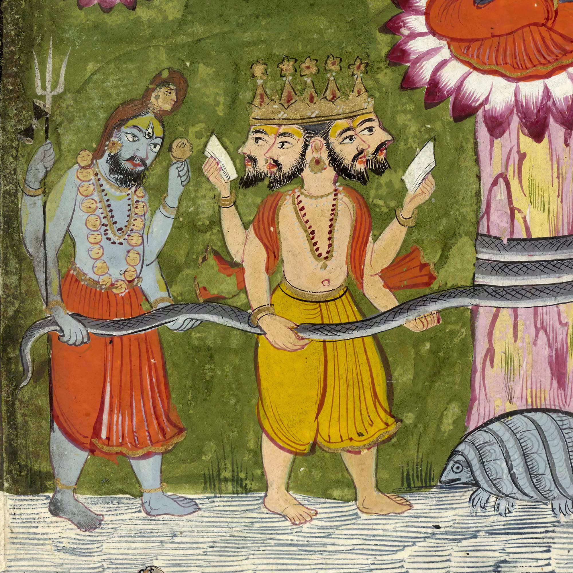 Vishnu Churning of the Ocean of Immortality | Devas and Asuras, Mount Mandara | Divine Hindu Mythology | Superb Framed Art Print - Sacred Surreal