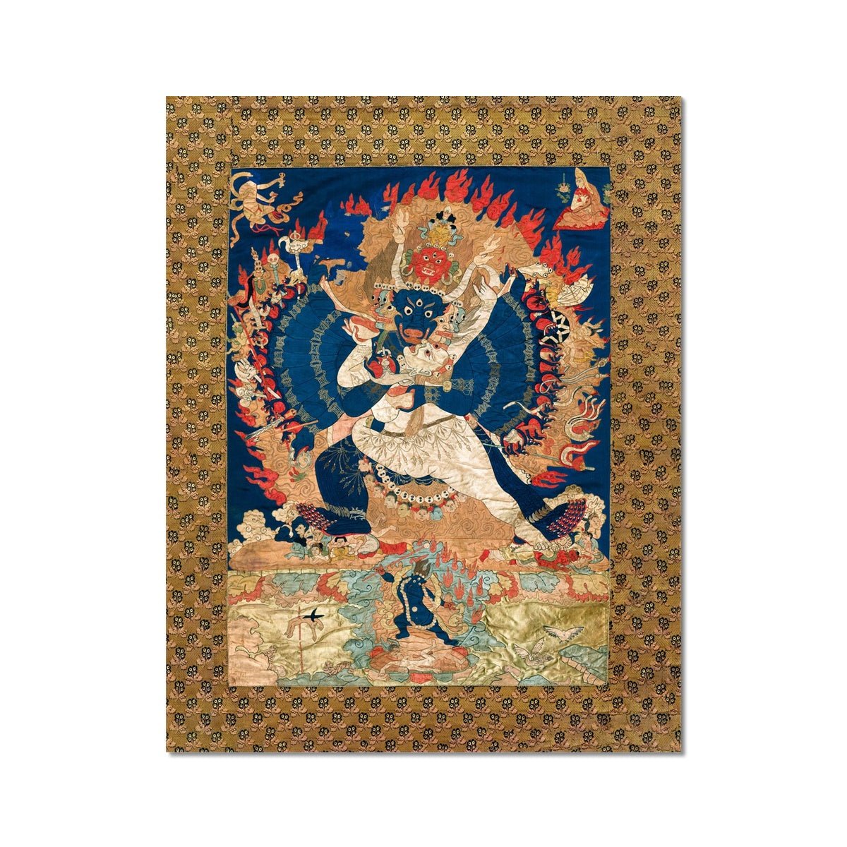 Yama and Consort, Afterlife Ruler | Sacred Tibetan Buddhist Tantric Thangka | Karma Deity Fine Art Print - Sacred Surreal